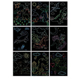 Set 9 Planse Razuibile, Flippy, Scratch ArtCards, +3 Ani, de Razuit si de Colorat, 19 x 14 cm, Model Dinozauri, Multicolor