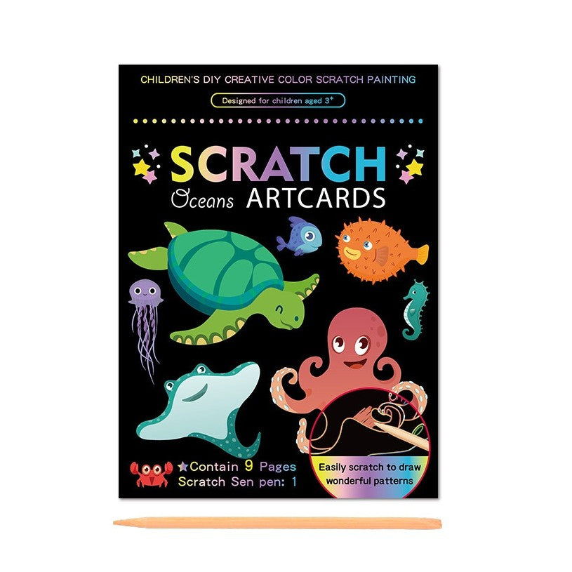 Set 9 Planse Razuibile, Scratch Artcards, +3 Ani, De Razuit Si De Colorat, 19 X 14 Cm, Model Ocean, Multicolor