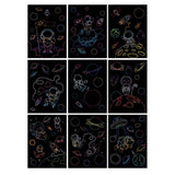 Set 9 Planse Razuibile, Flippy, Scratch ArtCards, +3 Ani, de Razuit si de Colorat, 19 x 14 cm, Model Spatiu Cosmic, Multicolor