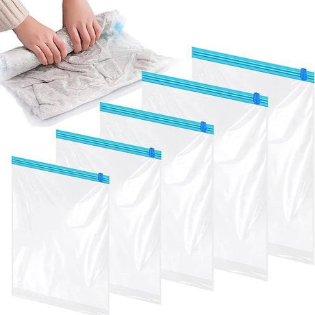 Set 9 Saci de Vidat Haine, Flippy, Marimi Diferite, Vidare prin Vacuum, Reutilizabili, Impermeabili, Pompa Inclusa, Transparent