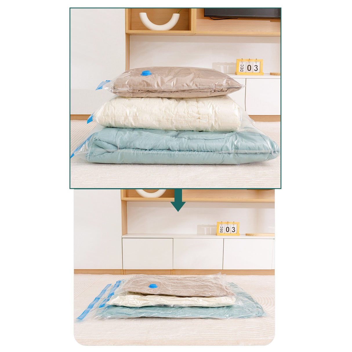 Set 9 Saci de Vidat Haine, Flippy, Marimi Diferite, Vidare prin Vacuum, Reutilizabili, Impermeabili, Pompa Inclusa, Transparent