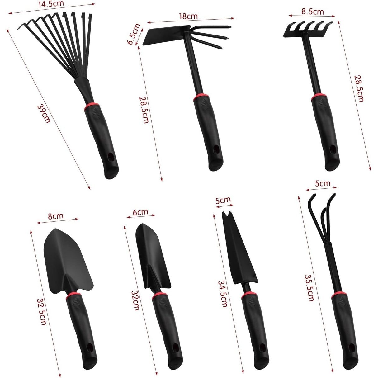 Set 9 Unelte De Gradina Pentru Plantare Prelucrare Sol Si Ingrijire Plante, Material Pvc Si Cardboard, 25 X 14.5 Cm, Negru - vivimall.ro