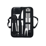Set 9 Ustensile Pentru Gratar, Din Otel Inoxidabil, Geanta Oxford, Argintiu - vivimall.ro