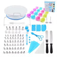 Set 92 Piese Ustensile Pentru Ornare Prajituri, Din Plastic Si Otel Inoxidabil, Forme Briose, Multicolor - vivimall.ro