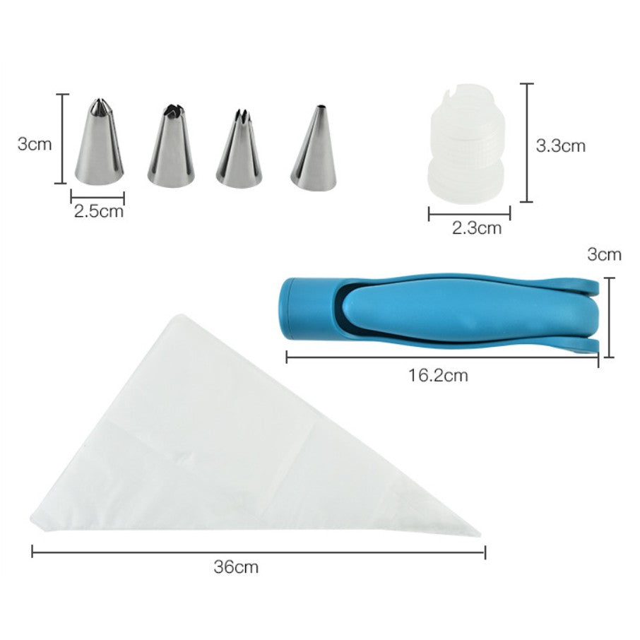 Set Accesorii Decorare Prajituri Si Torturi, 5 Capete Pentru Modele, 21.7X18.8 Cm, Ustensila Manuala Pentru Ornare, Albastru - vivimall.ro