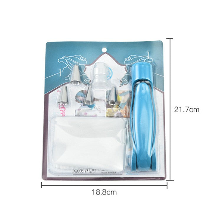 Set Accesorii Decorare Prajituri Si Torturi, 5 Capete Pentru Modele, 21.7X18.8 Cm, Ustensila Manuala Pentru Ornare, Albastru - vivimall.ro