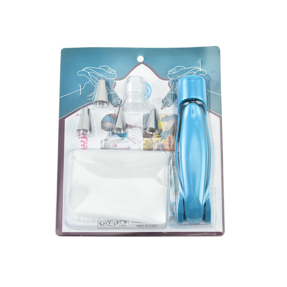Set Accesorii Decorare Prajituri Si Torturi, 5 Capete Pentru Modele, 21.7X18.8 Cm, Ustensila Manuala Pentru Ornare, Albastru - vivimall.ro
