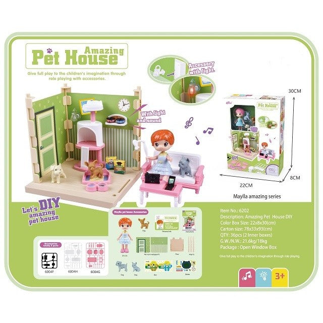 Set Adapost Pentru Animalute Casa De Papusi Cu Mobilier Si Ustensile, Activitati Distractive