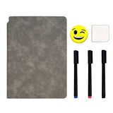 Set Agenda A5 Reutilizabila Cu Pagini Tip Tabla, Agenda Pagini Albe Cu Stergere Uscata, 3 Markere, 1 Burete Si 1 Laveta De Sters, Portabila, Coperta Piele