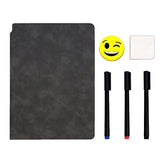 Set Agenda A5 Reutilizabila Cu Pagini Tip Tabla, Agenda Pagini Albe Cu Stergere Uscata, 3 Markere, 1 Burete Si 1 Laveta De Sters, Portabila, Coperta Piele