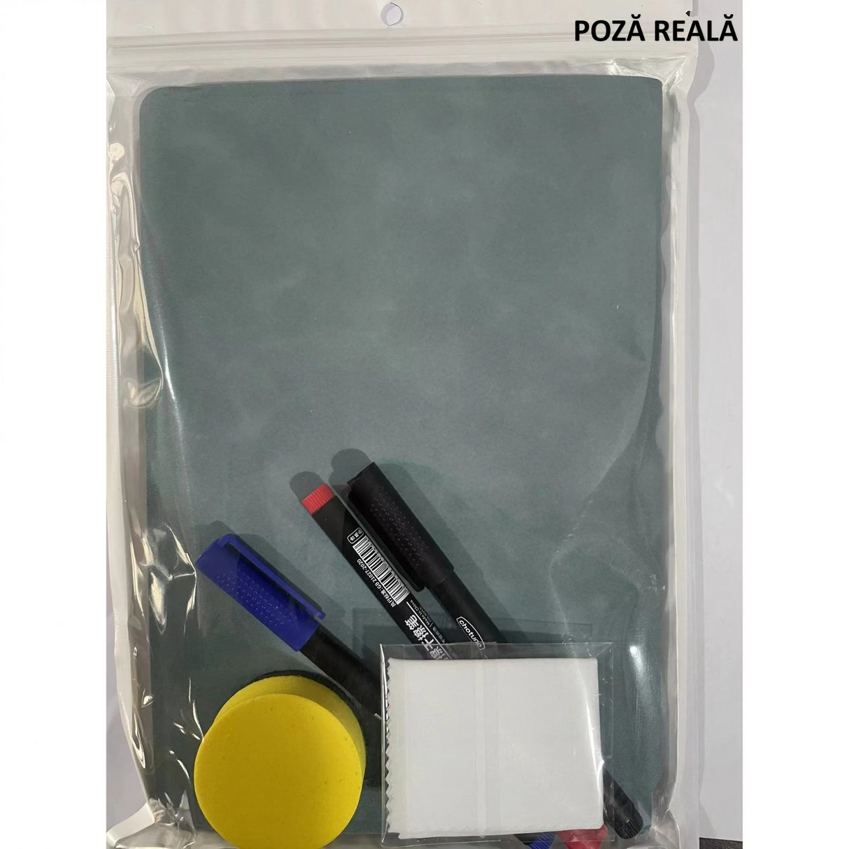 Set Agenda A5 Reutilizabila Cu Pagini Tip Tabla, Agenda Pagini Albe Cu Stergere Uscata, 3 Markere, 1 Burete Si 1 Laveta De Sters, Portabila, Coperta Piele
