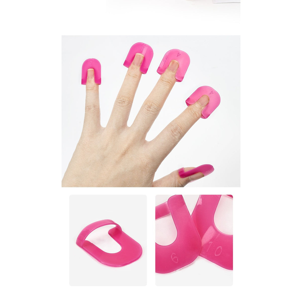 Set 26 Buc Sabloane Reutilizabile Pentru Oja, Pentru Manichiura Injita, Fara Depasire Margini, Protectie Cuticula, 10 Marimi, Din Plastic, Roz - vivimall.ro