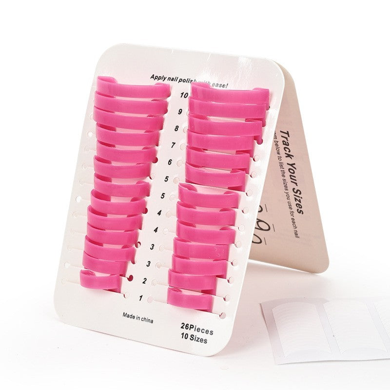 Set 26 Buc Sabloane Reutilizabile Pentru Oja, Pentru Manichiura Injita, Fara Depasire Margini, Protectie Cuticula, 10 Marimi, Din Plastic, Roz - vivimall.ro