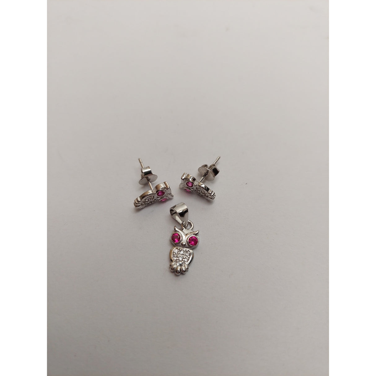 Set Argint 925 Bufnita cu Ochi Colorati, Jolie Silver, 2.3g, 1.5 cm x 0.6 cm - vivimall.ro