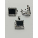 Set Argint 925 Cu Onix Patrat