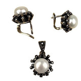 Set Argint 925 Cu Perla Si Marcasite