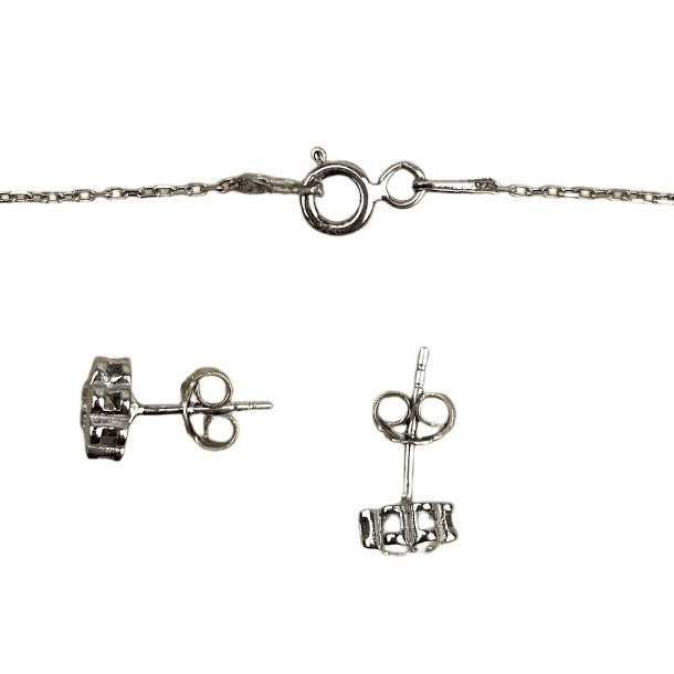 Set Argint 925 Floare (Cercei, Lantisor, Pandantiv)