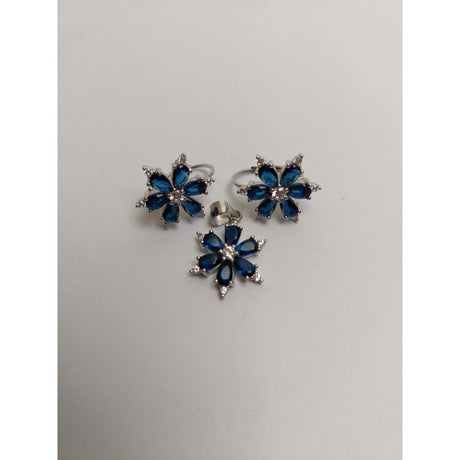 Set Argint 925, Floare Colorata cu Tortita, Jolie Silver, 4.5g, 2 cm x 1.5 cm - vivimall.ro