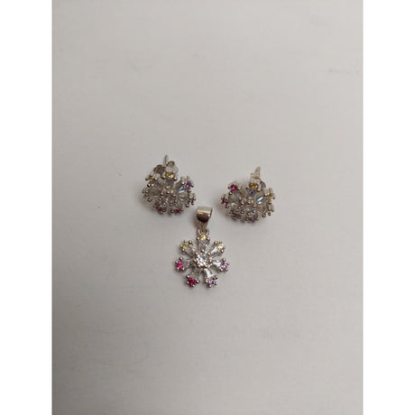 Set Argint 925 Floare cu Margini Colorate, Jolie Silver, 4.4g, 1.5 cm x 1.7 cm - vivimall.ro