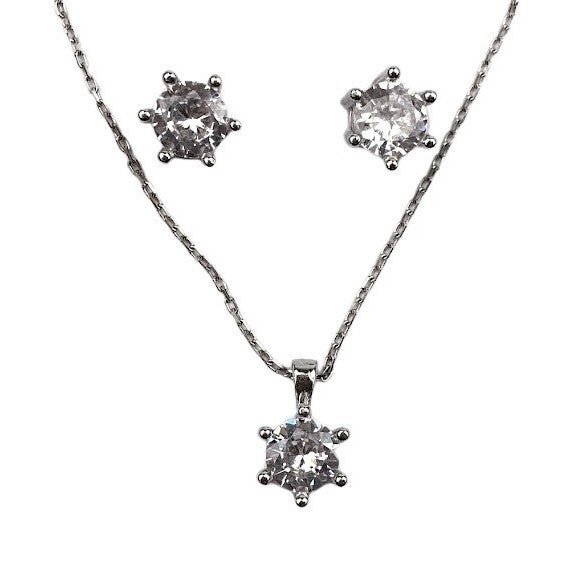 Set Argint 925 Floare Mare (Cercei, Lantisor, Pandantiv)