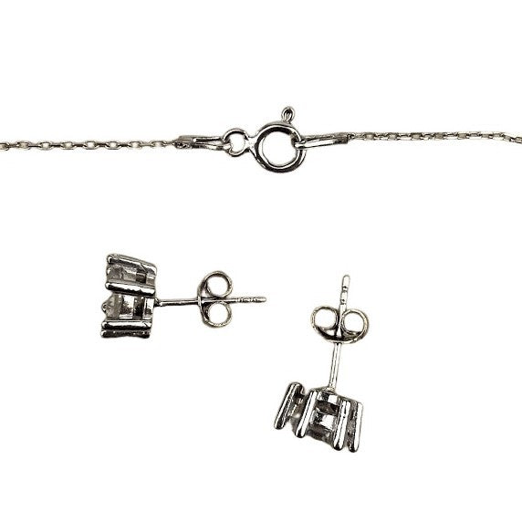 Set Argint 925 Floare Mare (Cercei, Lantisor, Pandantiv)