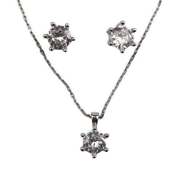 Set Argint 925 Floare Mare (Cercei, Lantisor, Pandantiv)