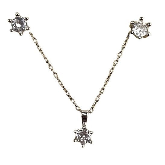Set Argint 925 Floare Mica (Cercei, Lantisor, Pandantiv)