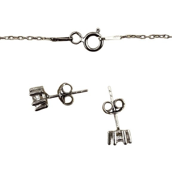 Set Argint 925 Floare Mica (Cercei, Lantisor, Pandantiv)
