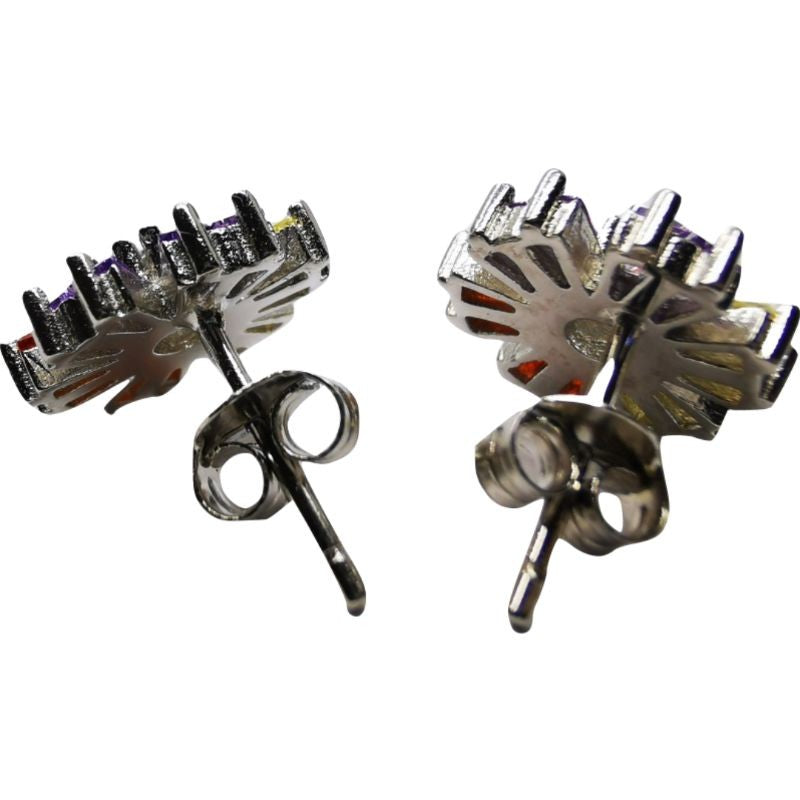 Set Argint 925 Flori Multicolore cu Mijloc Alb Model 1 - vivimall.ro