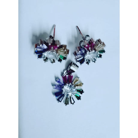 Set, Jolie Silver, Argint 925 Flori Multicolore cu Mijloc Alb Model 2 - vivimall.ro