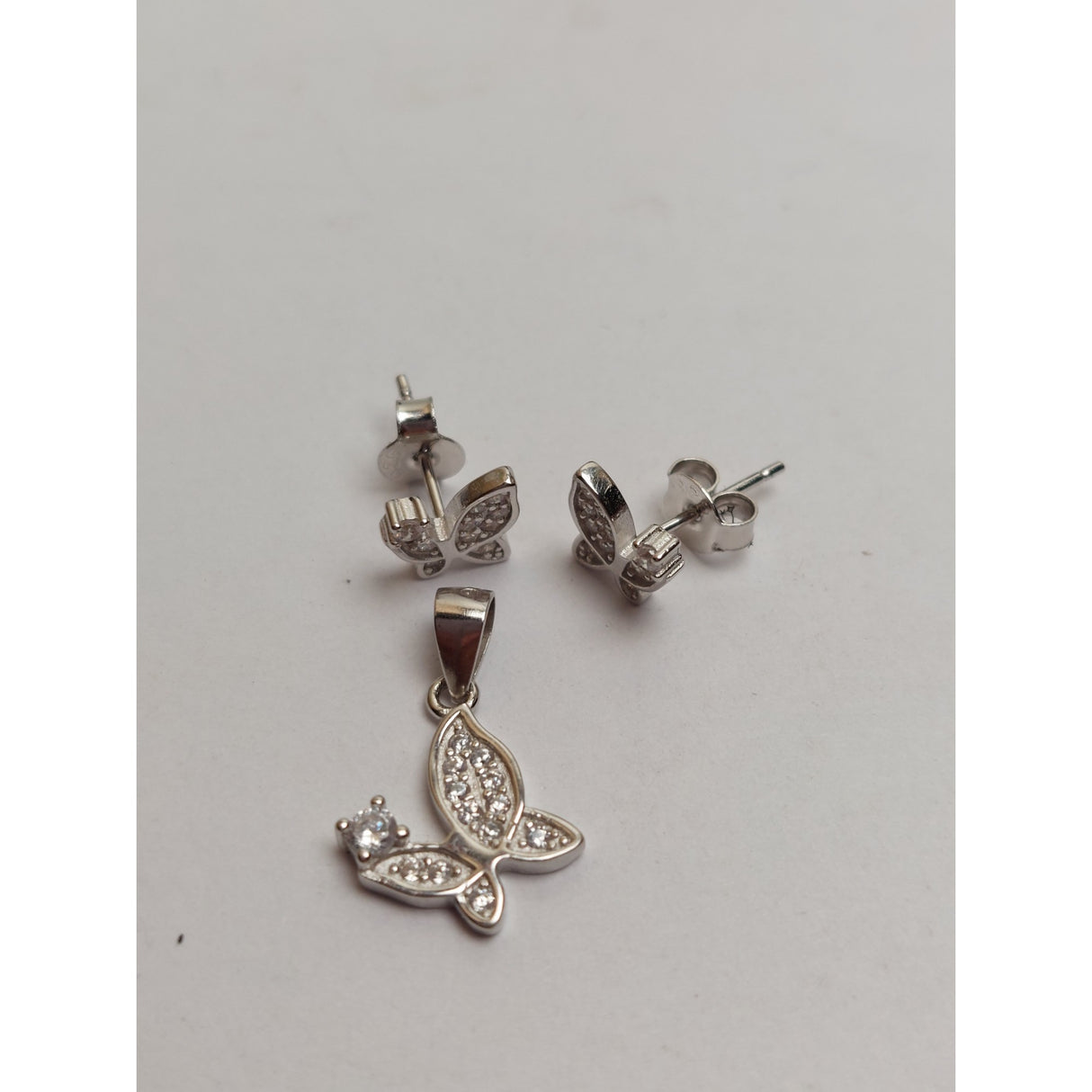 Set Argint 925 Fluturas cu Pietre, Jolie Silver, 2.3g, 1.5 cm x 1.3 cm - vivimall.ro