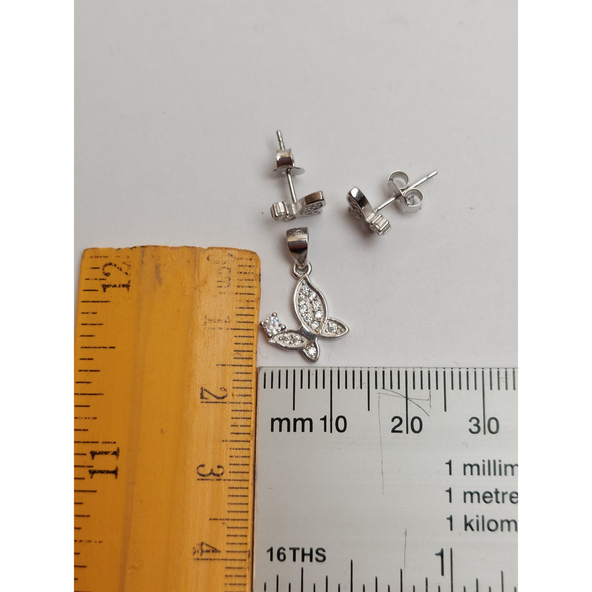 Set Argint 925 Fluturas cu Pietre, Jolie Silver, 2.3g, 1.5 cm x 1.3 cm - vivimall.ro