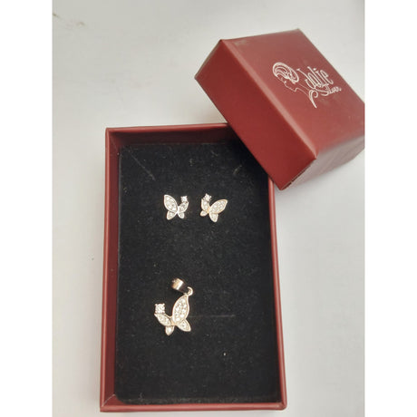 Set Argint 925 Fluturas cu Pietre, Jolie Silver, 2.3g, 1.5 cm x 1.3 cm - vivimall.ro