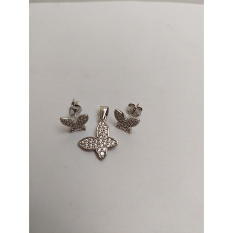 Set Argint 925 Fluture Cu Pietre Rodiat, Jolie Silver,2.9G