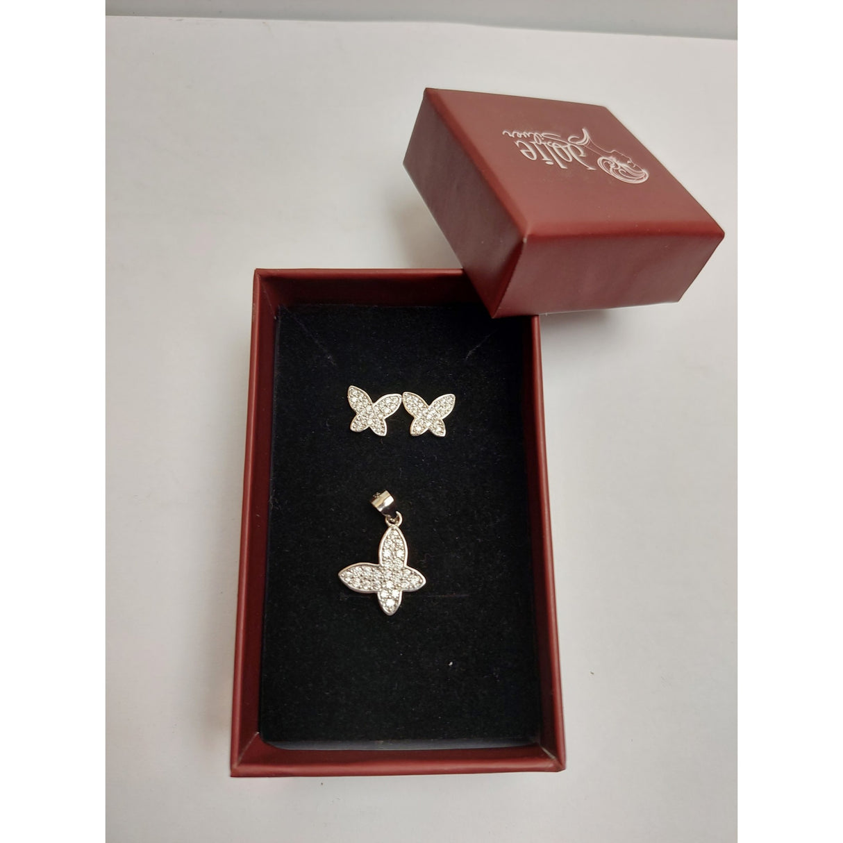 Set Argint 925 Fluture Cu Pietre Rodiat, Jolie Silver,2.9G