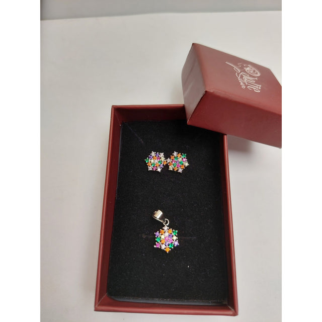 Set Argint 925 Fulg Colorat, Jolie Silver, 2.7g, 1.4 cm x 1 cm - vivimall.ro