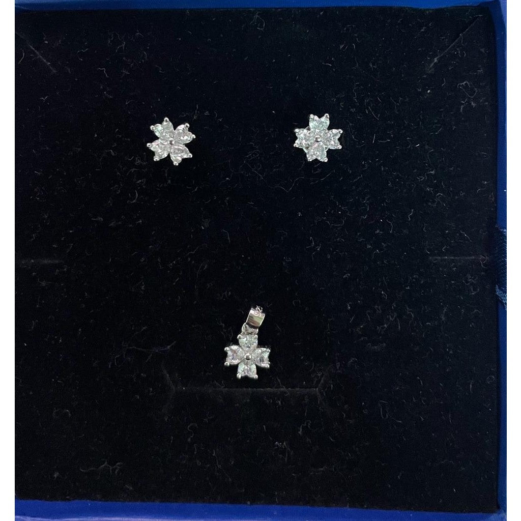 Set Argint 925, Jolie Silver, Floare 4 Petale Pietre E - vivimall.ro