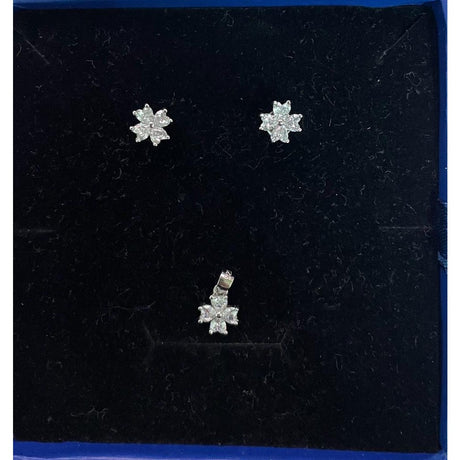 Set Argint 925, Jolie Silver, Floare 4 Petale Pietre E - vivimall.ro