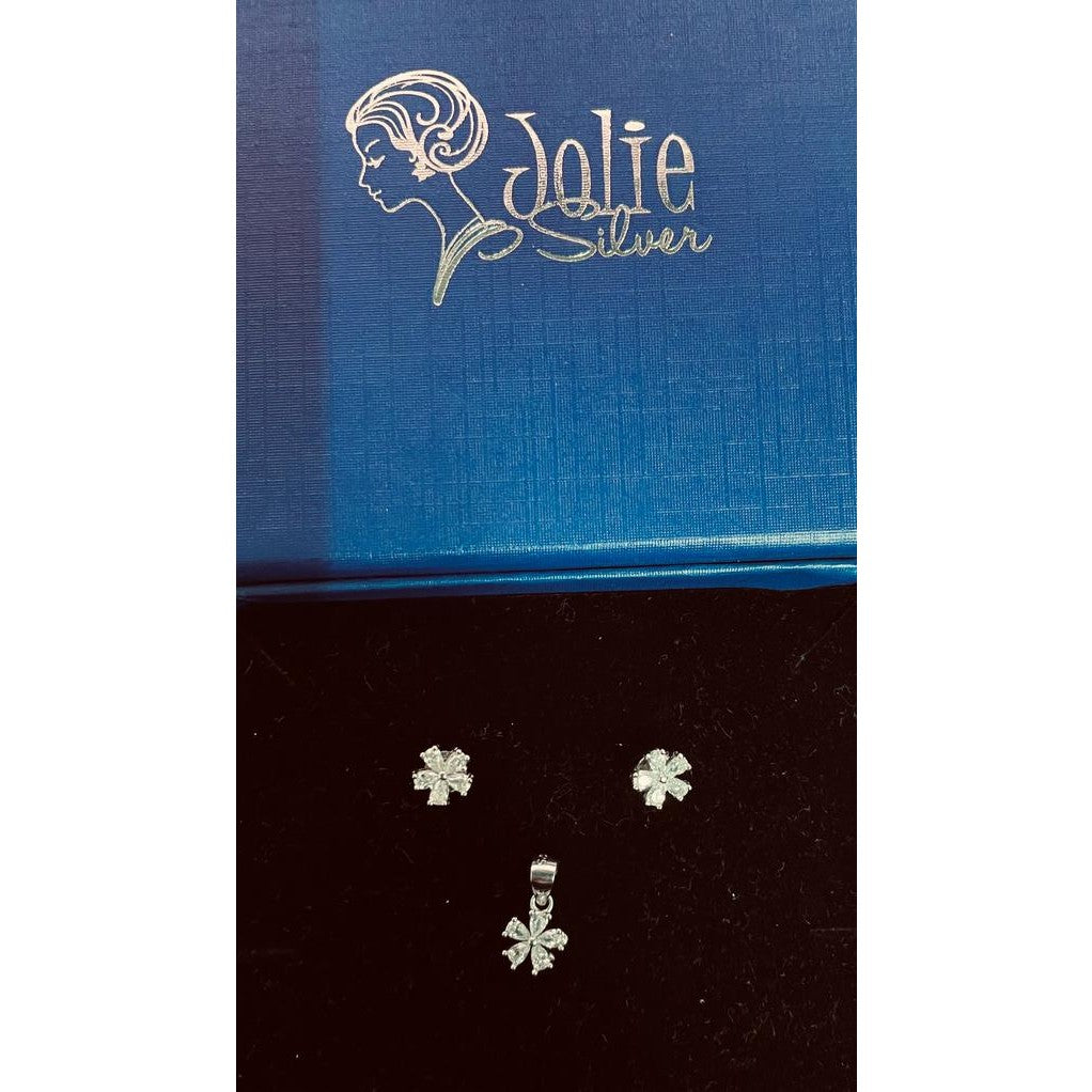 Set Argint 925, Jolie Silver, Floare 5 Petale Pietre E - vivimall.ro