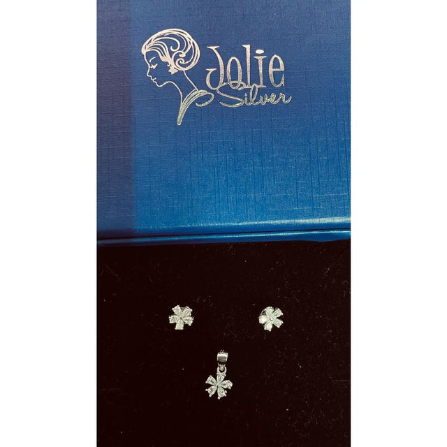 Set Argint 925, Jolie Silver, Floare 5 Petale Pietre E - vivimall.ro