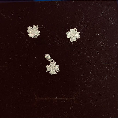 Set Argint 925, Jolie Silver, Floare Rasucita Pietre Albe - vivimall.ro