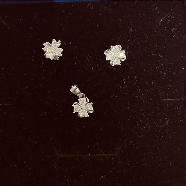 Set Argint 925, Jolie Silver, Floare Rasucita Pietre Albe - vivimall.ro