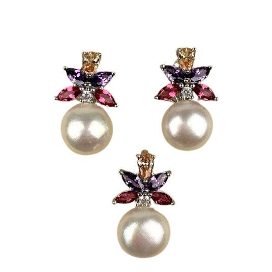 Set Argint 925 Perla Cu Libelula Colorata