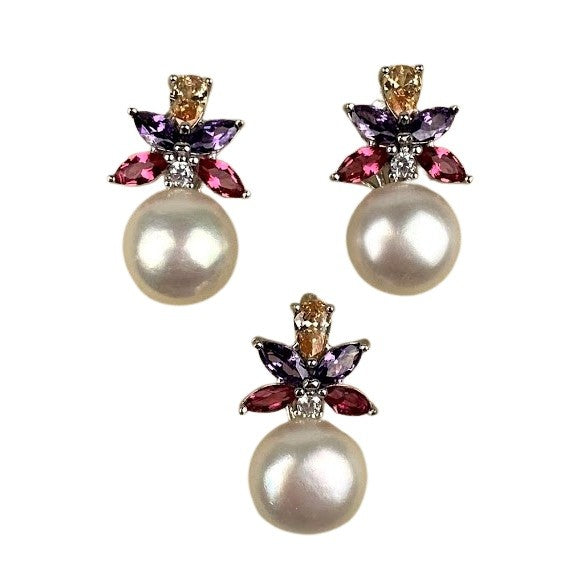 Set Argint 925 Perla Cu Libelula Colorata