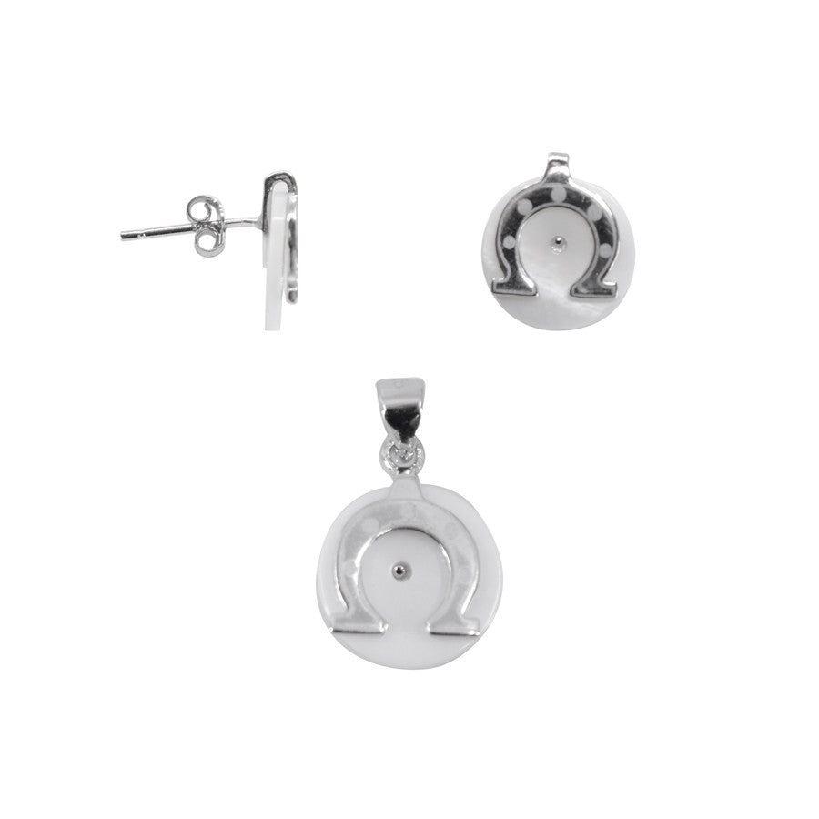 Set Argint 925 Potcoava cu Sidef - vivimall.ro