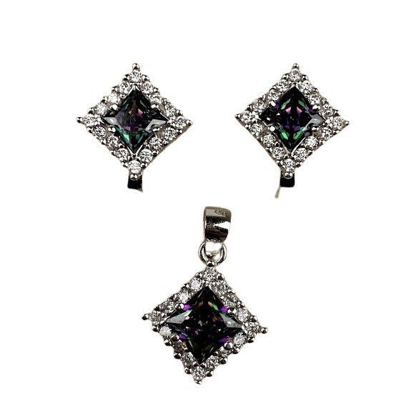 Set Argint 925 Romb Cu Topaz