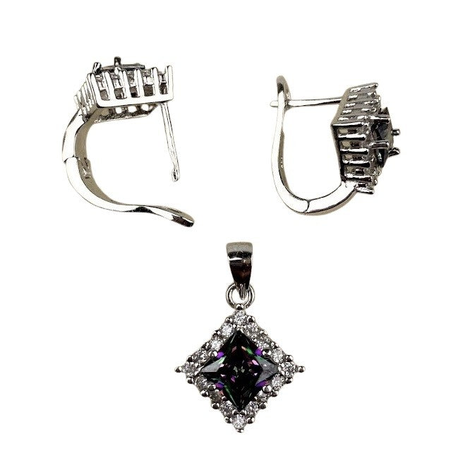 Set Argint 925 Romb Cu Topaz