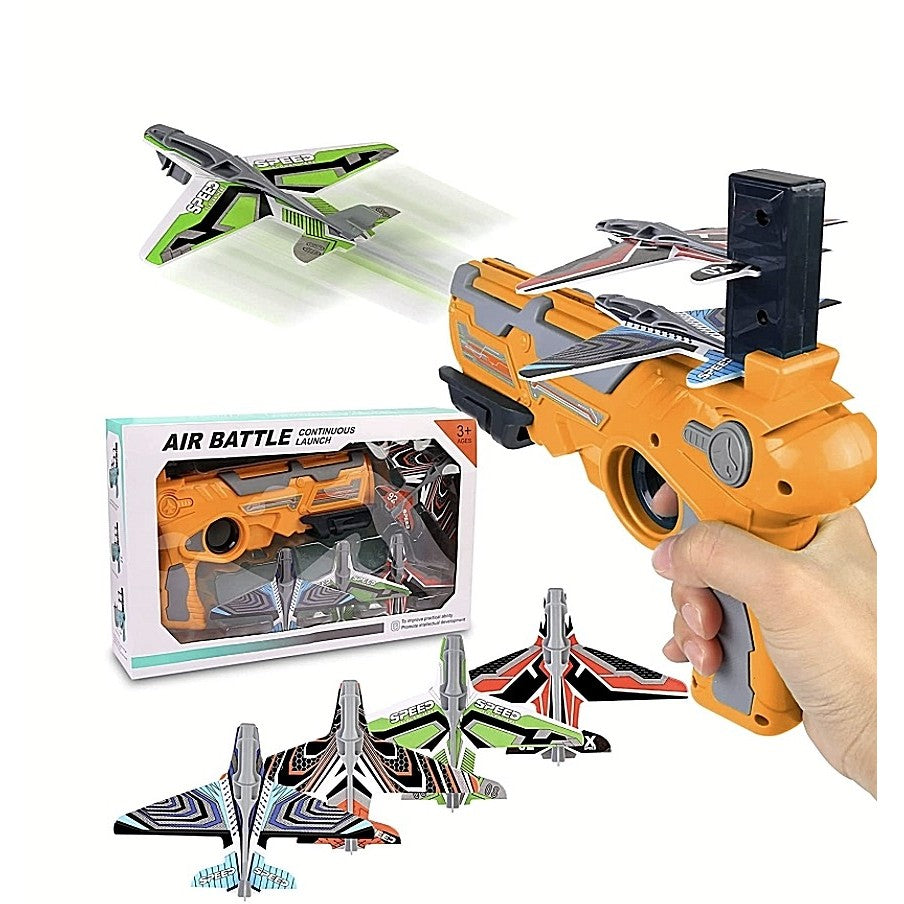 Set Arma De Jucarie Tip Lansator De Avioane, Air Battle, Portocaliu