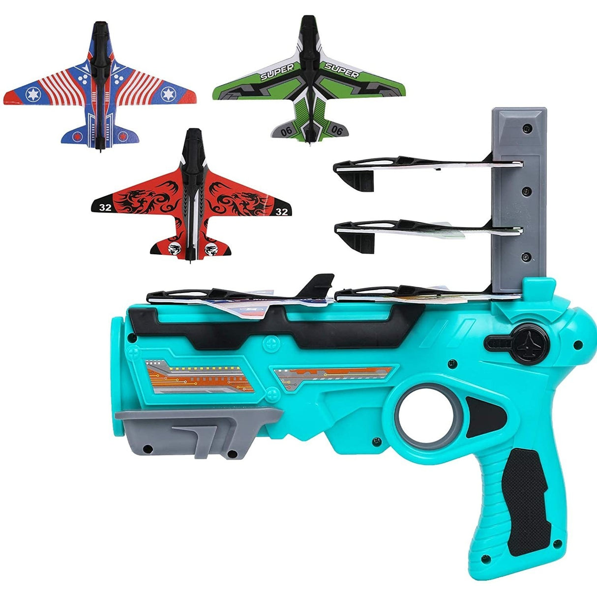Set Arma De Jucarie Tip Lansator De Avioane, Air Battle, Turcoaz - vivimall.ro