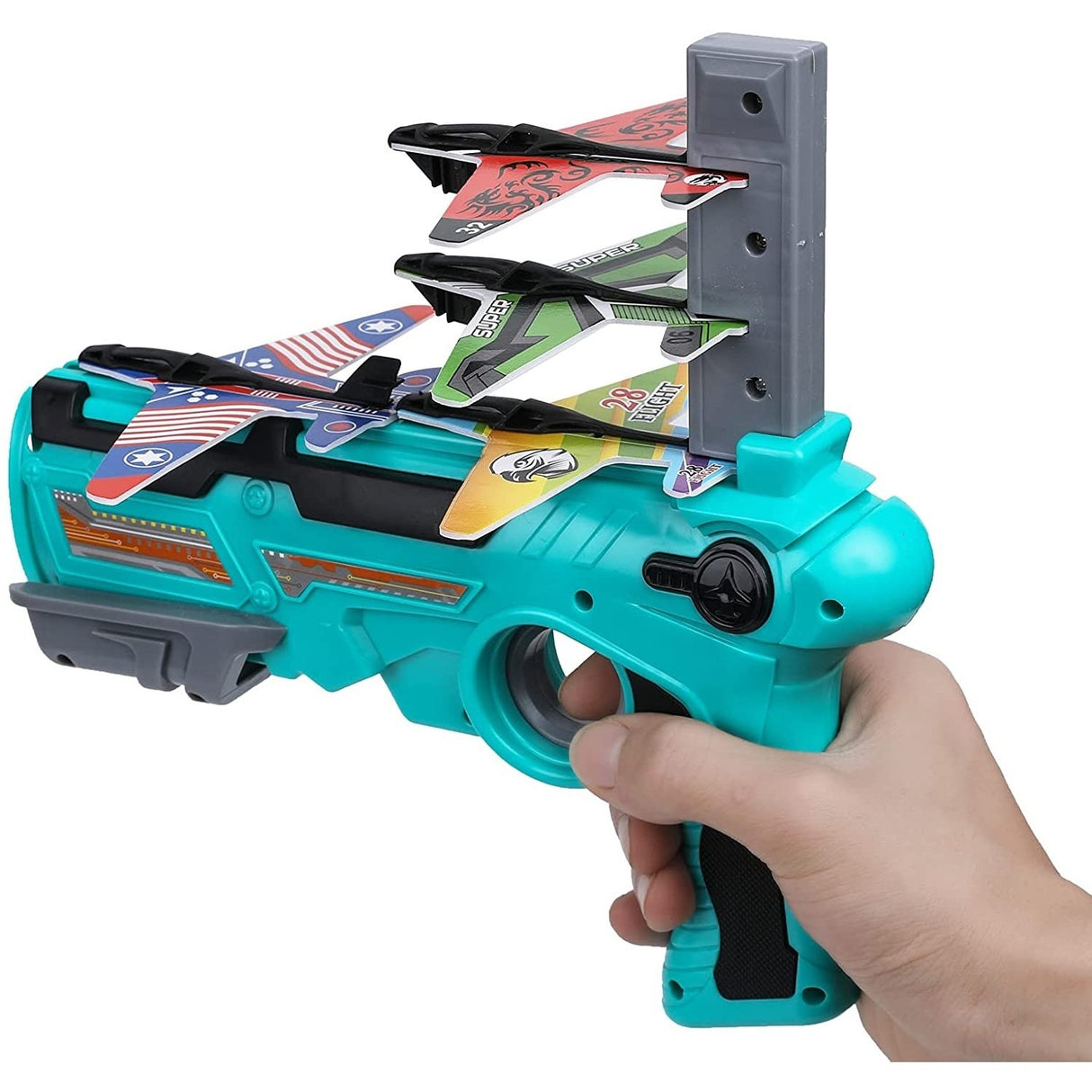 Set Arma De Jucarie Tip Lansator De Avioane, Air Battle, Turcoaz - vivimall.ro